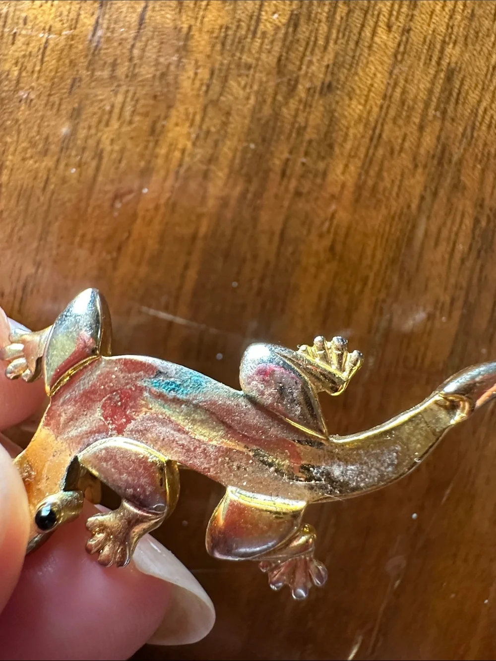 Vintage Gold Tone Lizard Brooch Pin